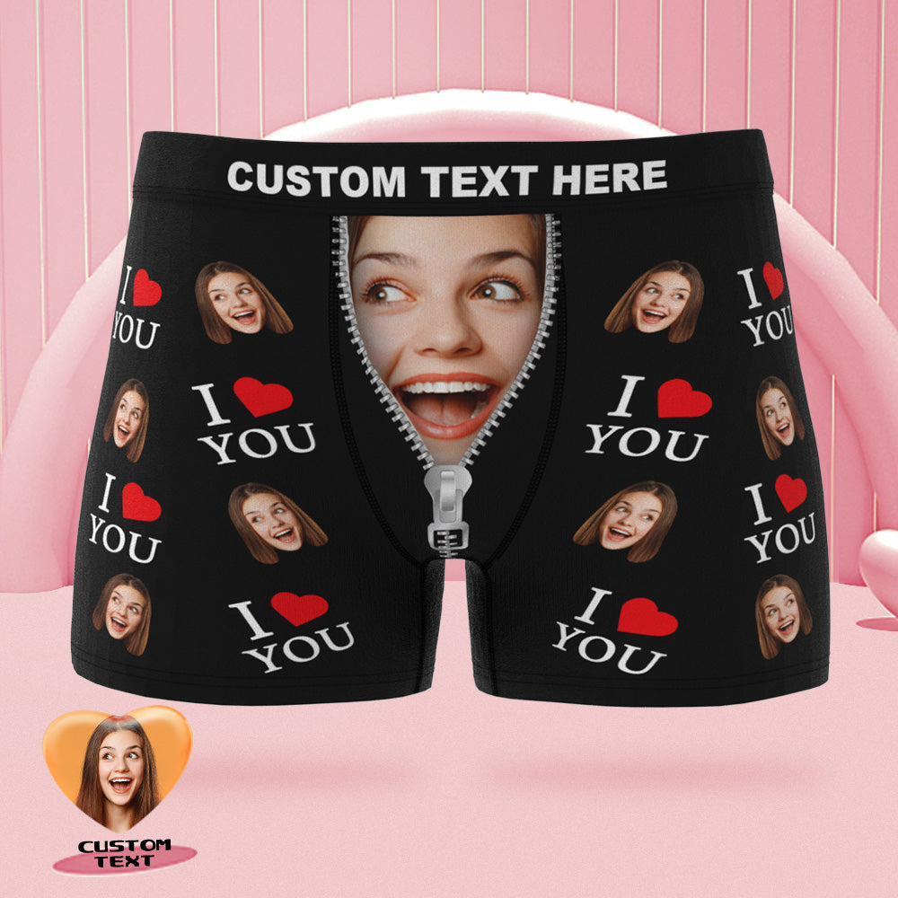 Custom Face Boxer Briefs I Love You Personalized Naughty Valentine's D
