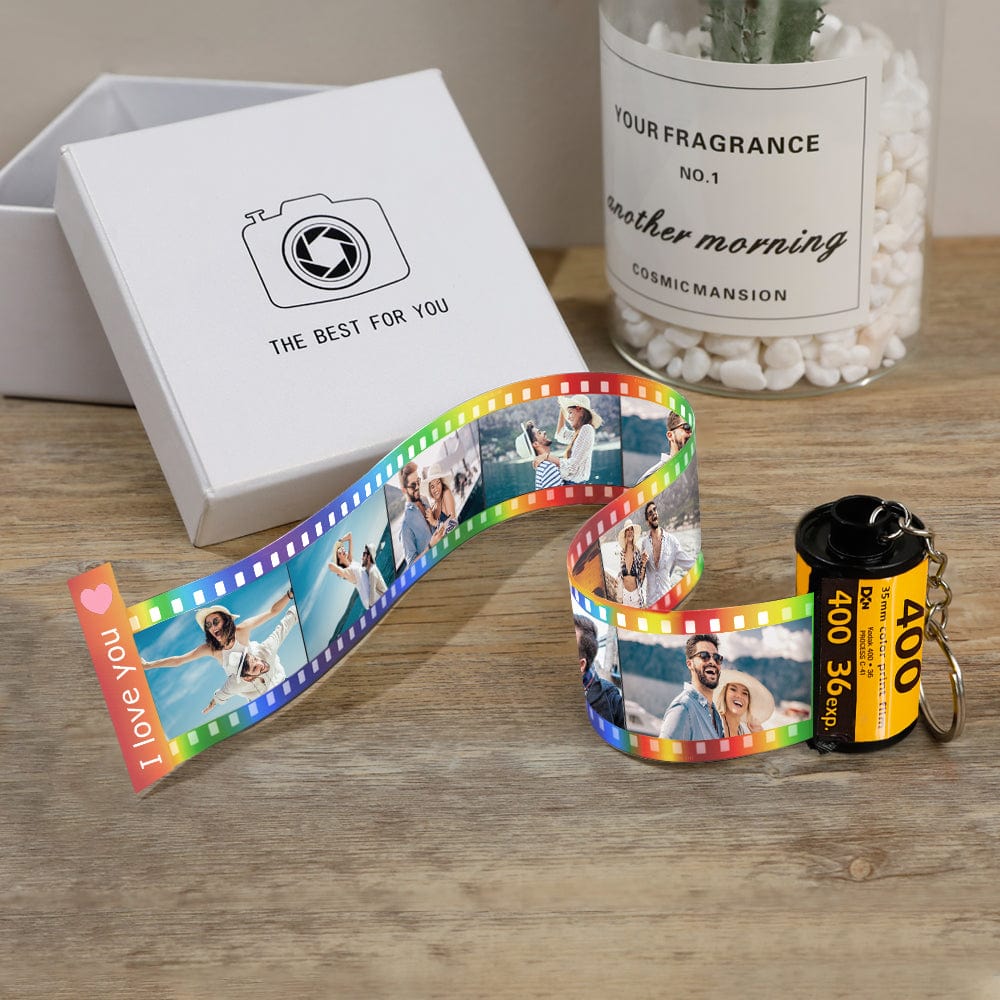 Custom Colorful Camera Roll Keychain Personalized Multiphoto Film Keyc