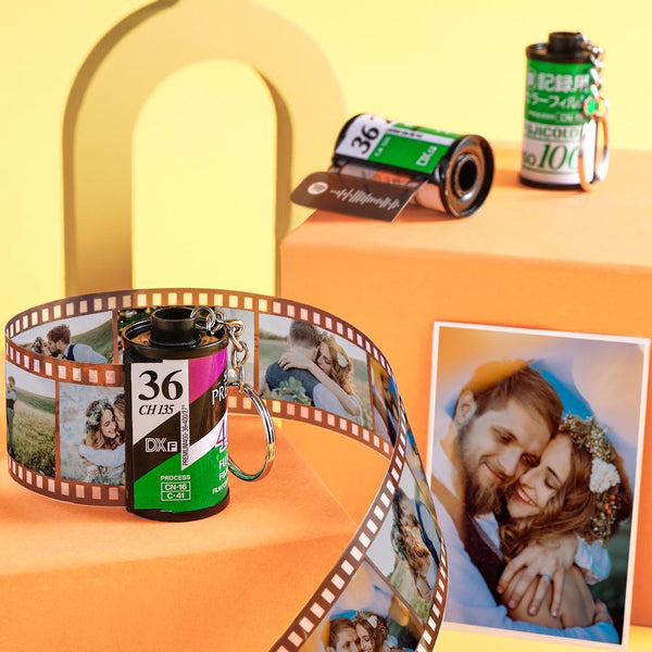 Custom Photo Film Roll Keychain Father's Day Gift Engravable Shell